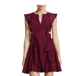 BCBGMaxAzria Flutter Sleeve Cutout Lace Dress